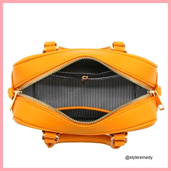 Mini PU Leather Satchel Purse Top Handle Crossbody Bag - Picture 7 of 7